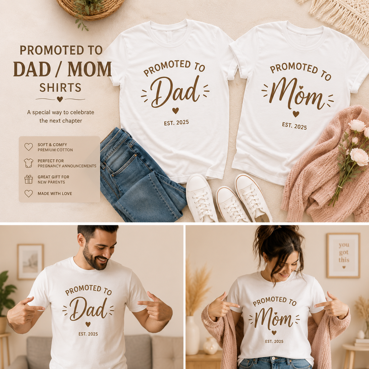 Promoted to Dad/Mom" T-Shirt
